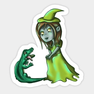 Swann the Swamp Witch (and Freddie) Sticker